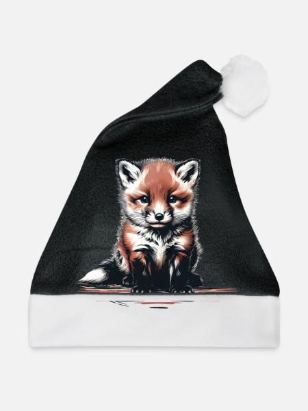 Fuchs Füchse Füchsin - Weihnachtsmütze - Schwarz/Weiß