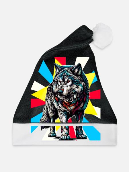 Wolf Wölfe Tattoo - Weihnachtsmütze - Schwarz/Weiß