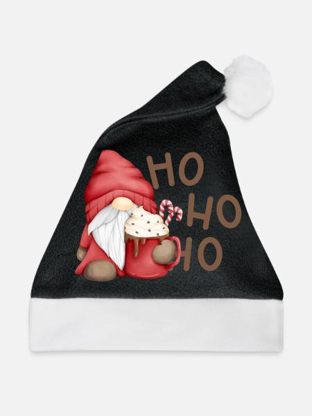Weihnachtswichtel mit Schokotasse - Weihnachtsmütze - Schwarz/Weiß