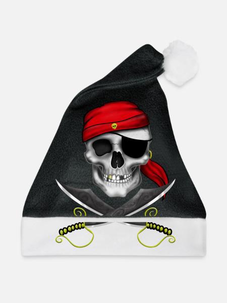 Pirat Totenkopf - Weihnachtsmütze - Schwarz/Weiß