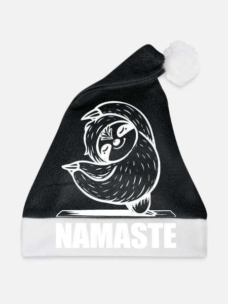 Yoga Faultier Namaste - Weihnachtsmütze - Schwarz/Weiß