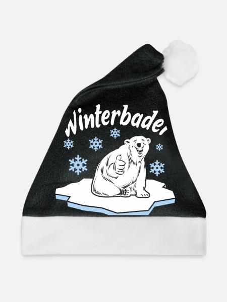 Winterbader Eisbaden Eisbad Spruch - Weihnachtsmütze - Schwarz/Weiß - Vorne