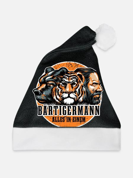 Bärtiger Mann, Bär Tiger Mann, Vater, Papa - Weihnachtsmütze - Schwarz/Weiß - Vorne