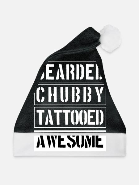 Bearded Chubby Tattooed Awesome - Weihnachtsmütze - Schwarz/Weiß - Vorne