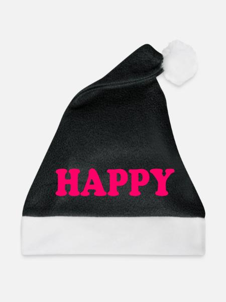 Happy - Weihnachtsmütze - Schwarz/Weiß