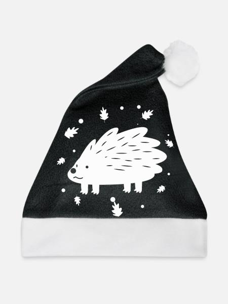 Igel - Weihnachtsmütze - Schwarz/Weiß