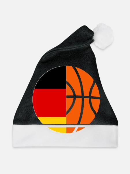 Basketballspieler Deutsche Flagge Basketball - Weihnachtsmütze - Schwarz/Weiß - Vorne