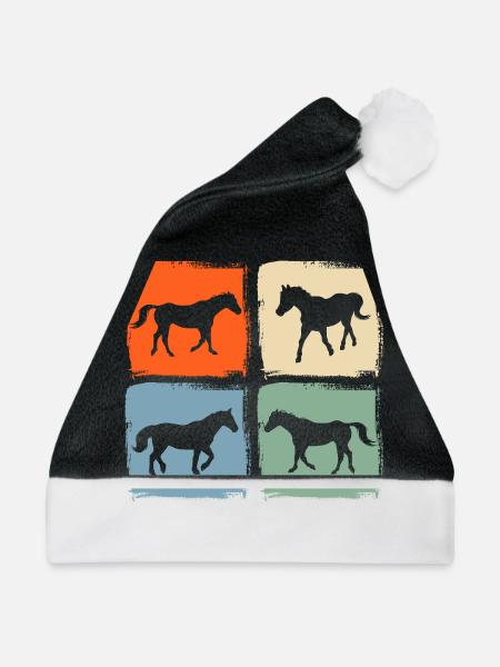 Reiten Pferd - Weihnachtsmütze - Schwarz/Weiß