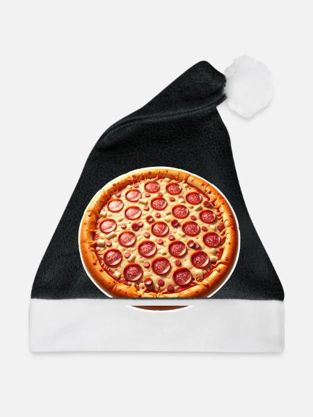 Pizza - Weihnachtsmütze - Schwarz/Weiß