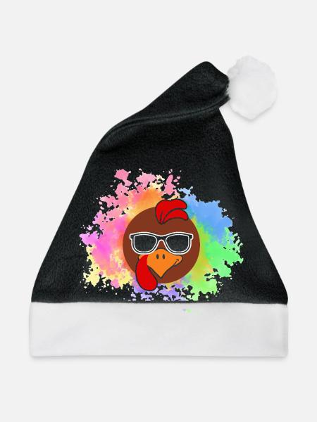 Hühner Hahn Truthahn - Weihnachtsmütze - Schwarz/Weiß