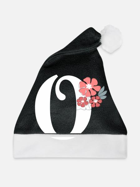 Letter o minimalistische Blumen - Weihnachtsmütze - Schwarz/Weiß - Vorne