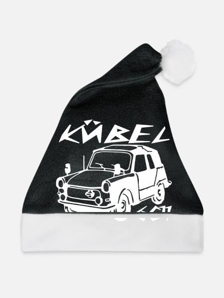  Kübel Trabi Stoffhund - Weihnachtsmütze - Schwarz/Weiß