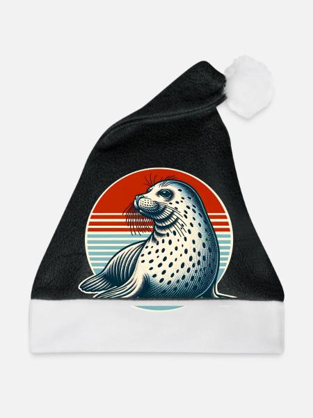 Robbe Seehund - Weihnachtsmütze - Schwarz/Weiß