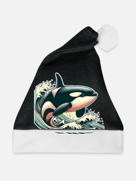 Orca Schwertwal - Weihnachtsmütze - Schwarz/Weiß - Vorne