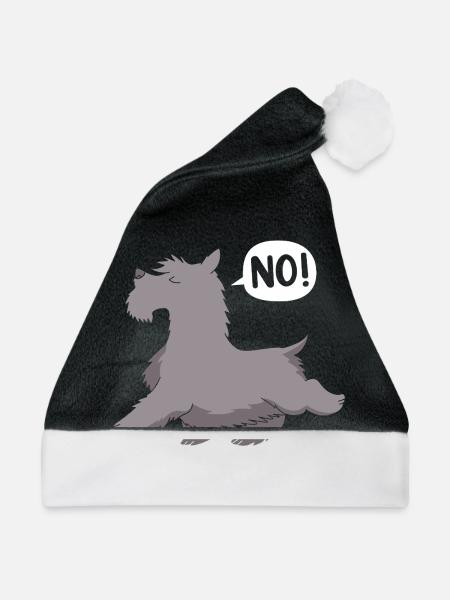 Scottish Terrier - Weihnachtsmütze - Schwarz/Weiß - Vorne