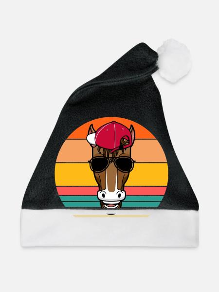 Reiten Pferd - Weihnachtsmütze - Schwarz/Weiß