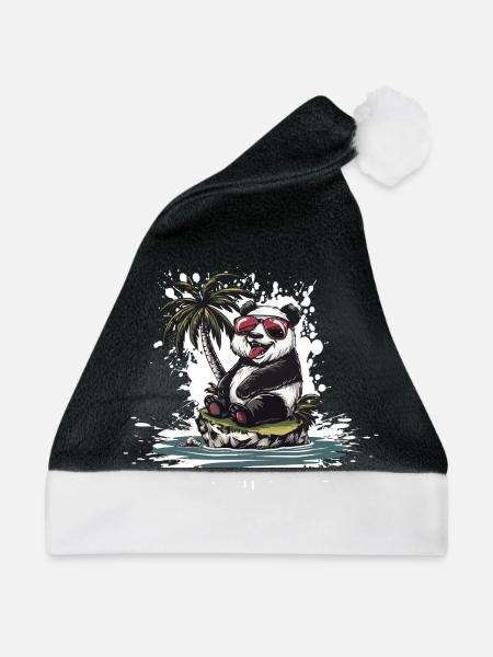 Panda Insel Palme - Weihnachtsmütze - Schwarz/Weiß