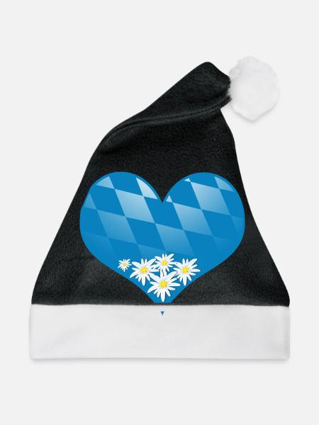 Bayern Herz mit Edelweiß - Weihnachtsmütze - Schwarz/Weiß