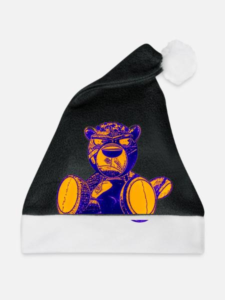 Creepy Teddy Yellow - Weihnachtsmütze - Schwarz/Weiß