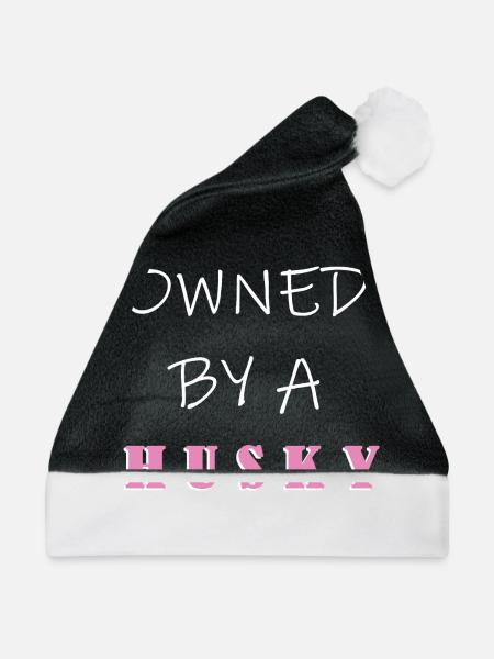 Sibirischer Husky - Weihnachtsmütze - Schwarz/Weiß - Vorne
