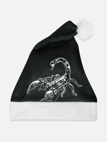 Coole Skorpion-Insektenskizze Grafik Skorpion-Liebhaber - Weihnachtsmütze - Schwarz/Weiß - Vorne