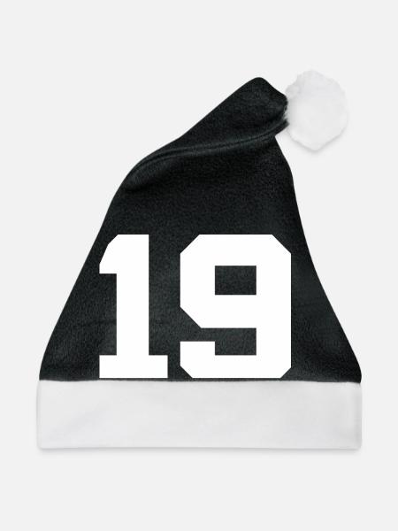 Anzahl 19 - Weihnachtsmütze - Schwarz/Weiß - Vorne