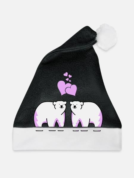 Eisbären verliebt - Weihnachtsmütze - Schwarz/Weiß