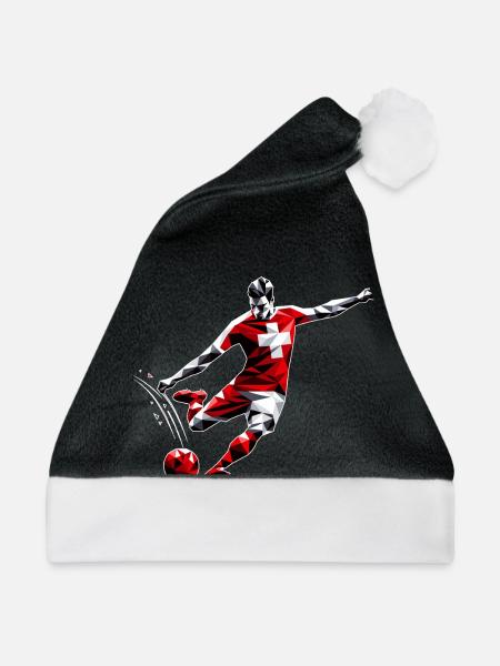 Fussball Schweiz - Weihnachtsmütze - Schwarz/Weiß