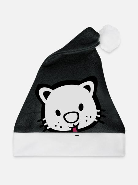 süßes Kätzchen Katze - Weihnachtsmütze - Schwarz/Weiß