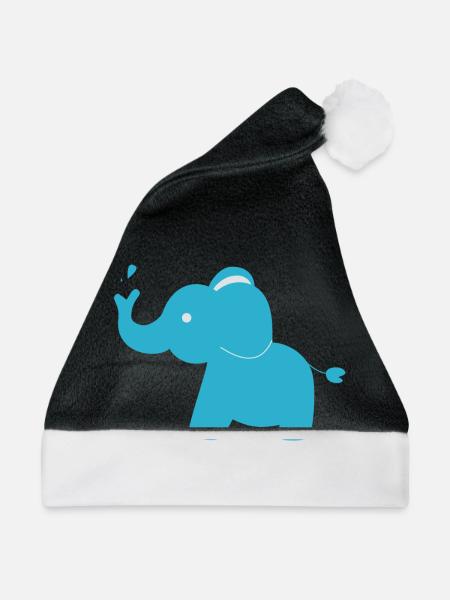 Elefant blau - Weihnachtsmütze - Schwarz/Weiß