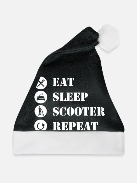 E-Scooter E-Roller Scooter - Weihnachtsmütze - Schwarz/Weiß