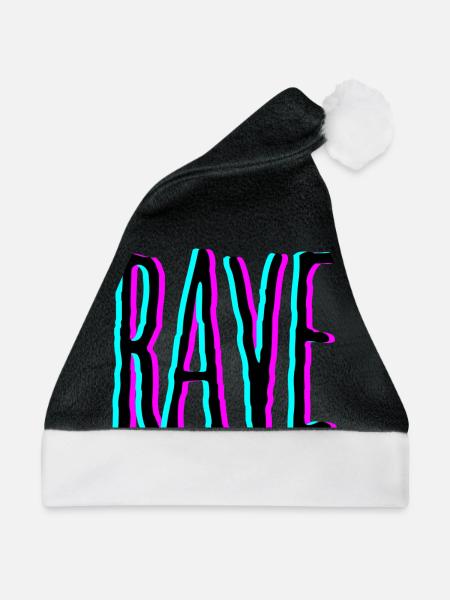 Rave - Raver Shirt - Weihnachtsmütze - Schwarz/Weiß - Vorne