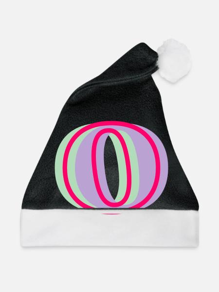Mehrfarbiger Buchstabe o - Weihnachtsmütze - Schwarz/Weiß