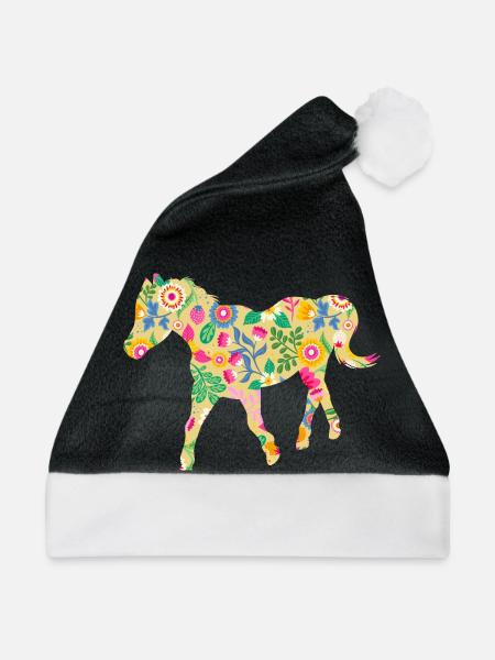 Reiten Pferd - Weihnachtsmütze - Schwarz/Weiß