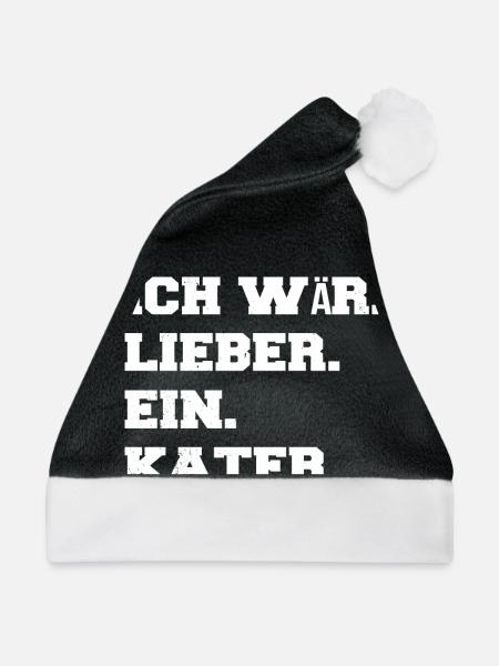 bday geschenk hauskatze falbkatze miezekatze - Weihnachtsmütze - Schwarz/Weiß - Vorne