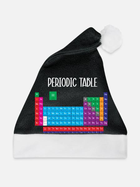 Periodensystem - Weihnachtsmütze - Schwarz/Weiß - Vorne