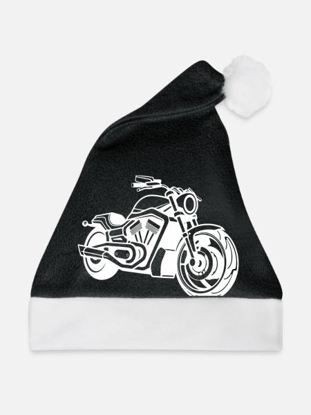 Motorrad Biker - Weihnachtsmütze - Schwarz/Weiß