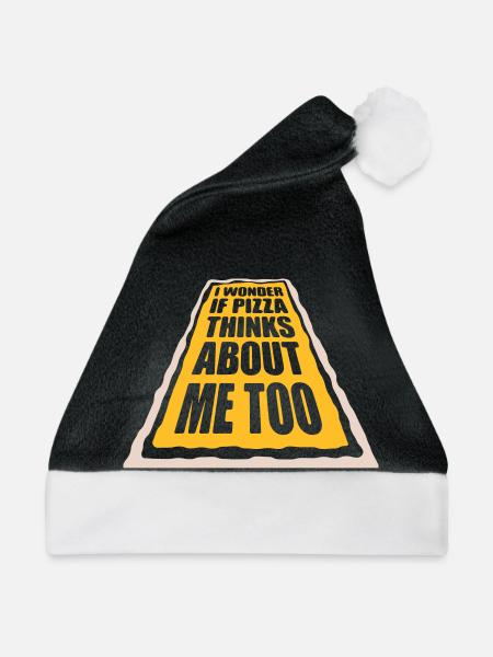 pizza thinks about me - Weihnachtsmütze - Schwarz/Weiß