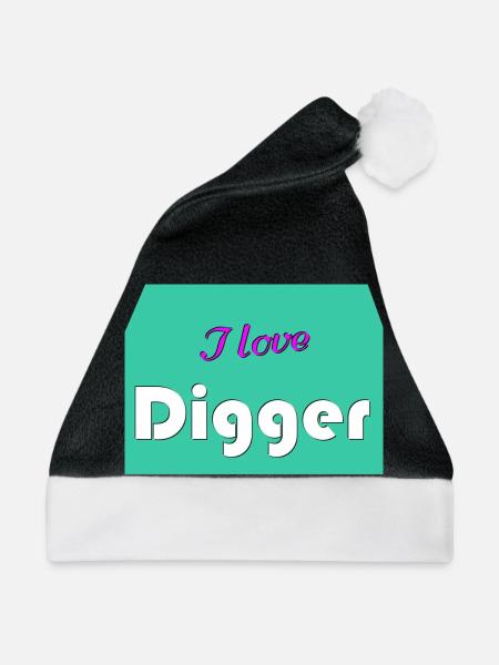 I love Digger - Weihnachtsmütze - Schwarz/Weiß