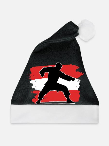 Österreich Flagge Judo - Weihnachtsmütze - Schwarz/Weiß