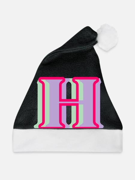 Mehrfarbiger Buchstabe h - Weihnachtsmütze - Schwarz/Weiß