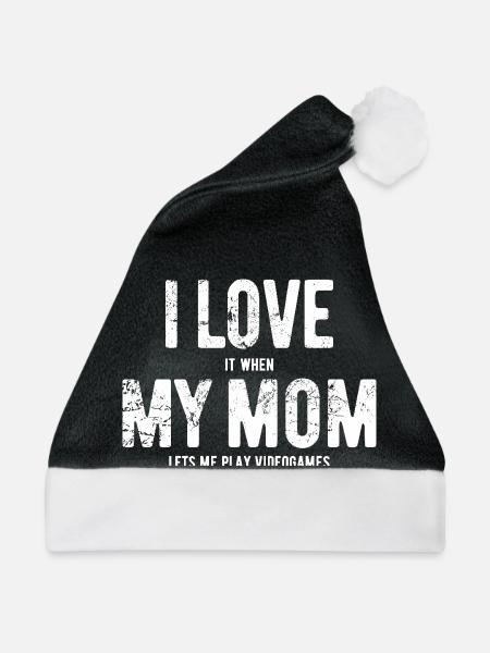 Ich liebe meine Mama - Videogames - Geschenk - Weihnachtsmütze - Schwarz/Weiß - Vorne