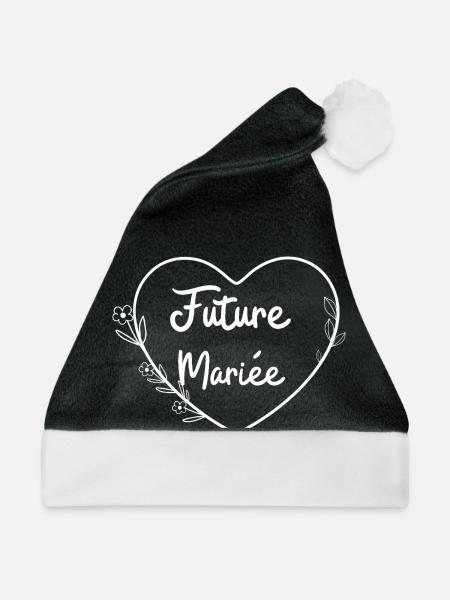 Das Blumenherz der zukünftigen Braut - Weihnachtsmütze - Schwarz/Weiß - Vorne