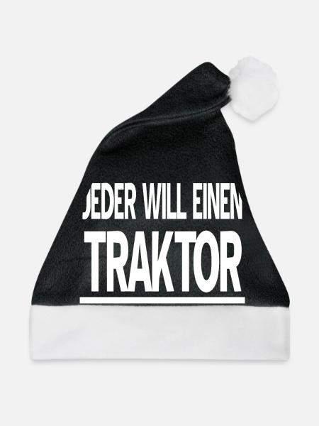 Traktor - Weihnachtsmütze - Schwarz/Weiß