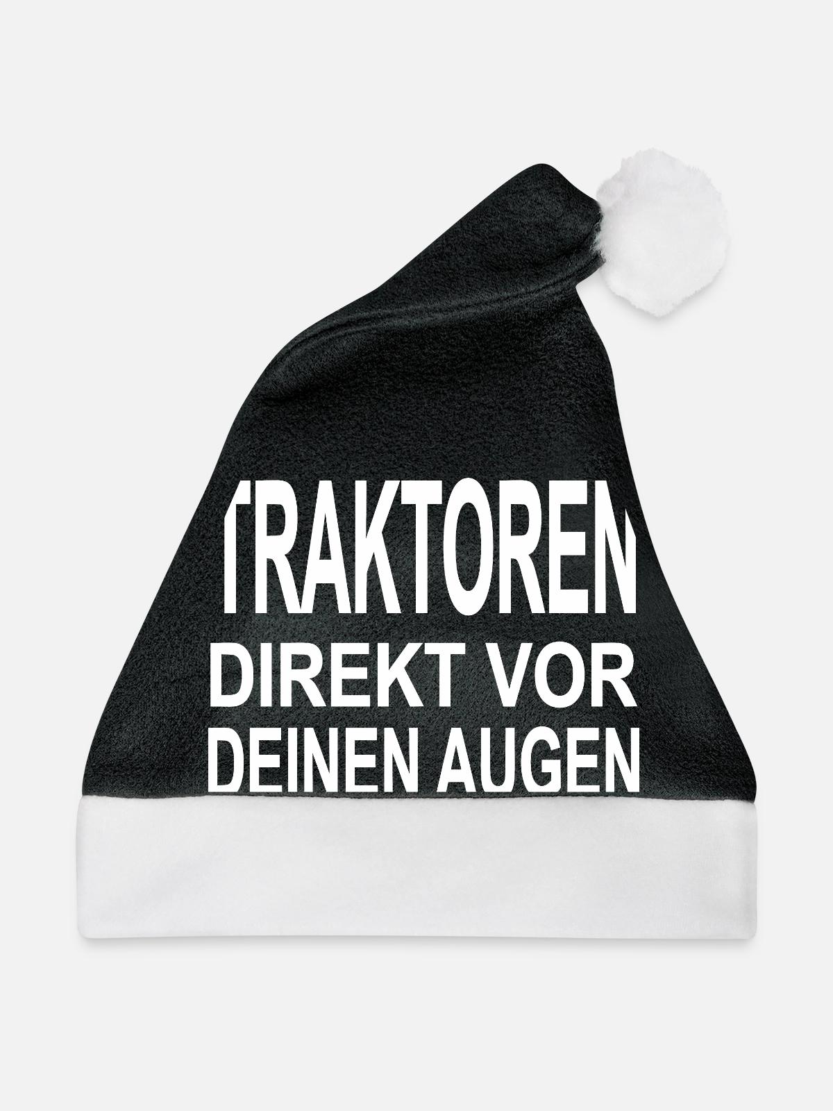 Traktor - Weihnachtsmütze - Schwarz/Weiß - Vorne