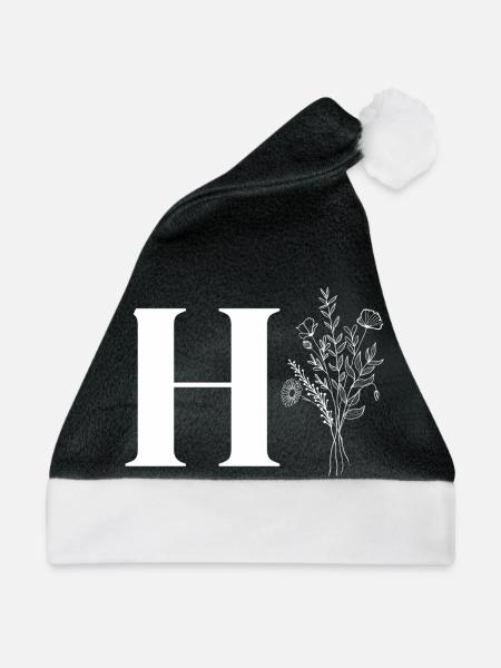 Minimalistische Blumen - Weihnachtsmütze - Schwarz/Weiß