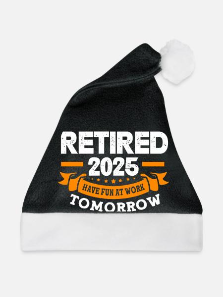 Rente 2025 Ruhestand 2025 Rentner Rente Rentnerin - Weihnachtsmütze - Schwarz/Weiß - Vorne