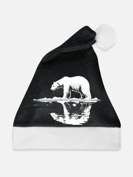 Cool Eisbär Reflektion Silhouette - Weihnachtsmütze - Schwarz/Weiß - Vorne