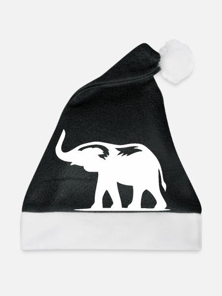 Kinder Elefanten Baby Porträt - Weihnachtsmütze - Schwarz/Weiß