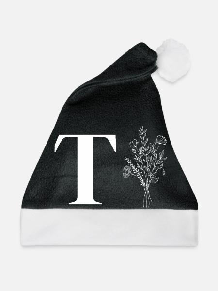 Minimalistisches Blumenmuster - Weihnachtsmütze - Schwarz/Weiß - Vorne